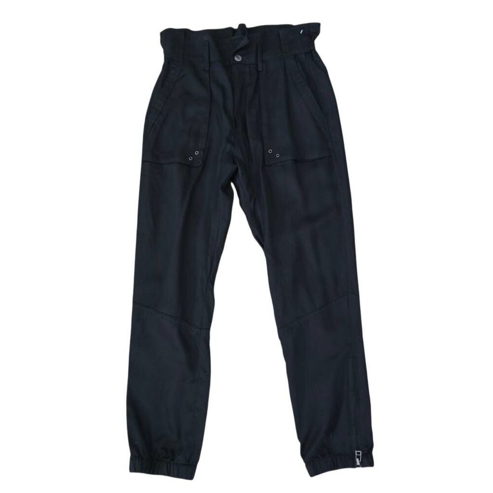 Pam & Gela Paperbag Pants Women's Small Black Ankle Zipper‎ Casual Jogger